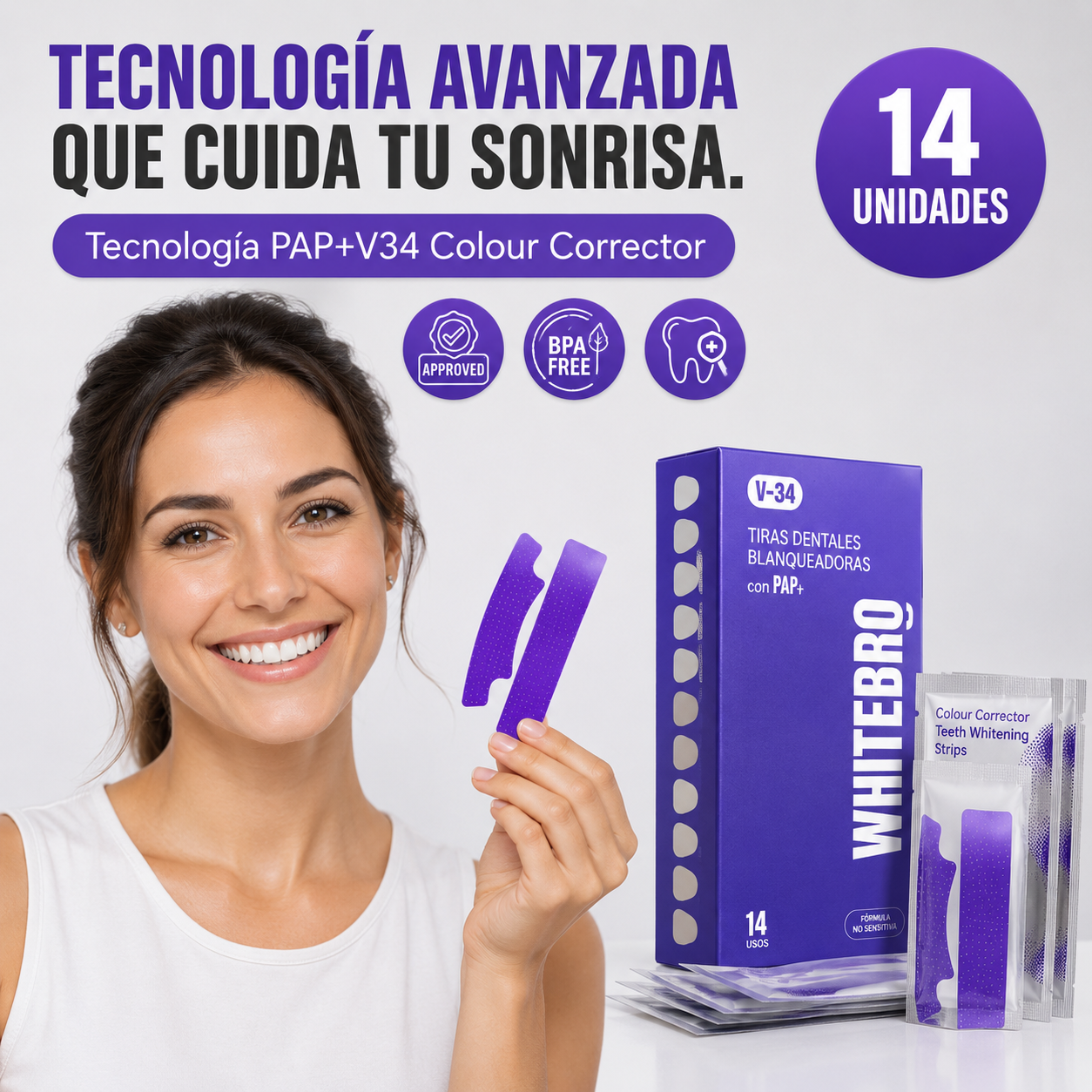 Tiras Blanqueadoras Dentales V34 (14 uds)